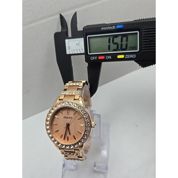 Fossil Jesse Watch Womens ES3020 34mm Rose Gold Tone Crystals New Battery - Picture 6 of 10